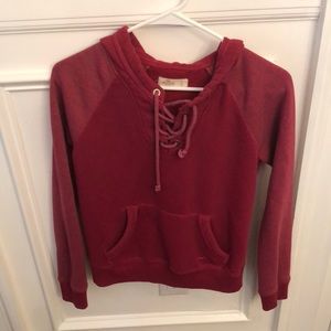 Maroon lace up hoodie